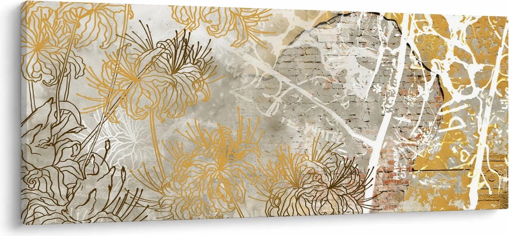 Kép - Vintage fal virágokkal (120x50 cm)