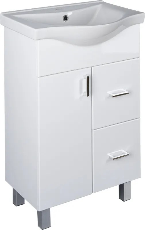 VivaStyle BIANKA 55 lábon álló fürdőszobabútor 2 fiókos Sanovit ALBATROS 10055 mosdókagyló 54,5 x45