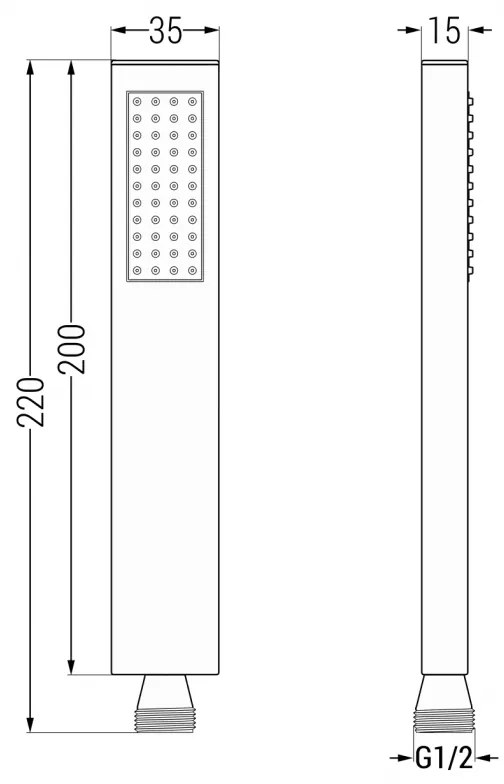 Mexen tartozékok - R-02 Sárgaréz kézizuhany, 1 funkciós, grafit, 79500-66