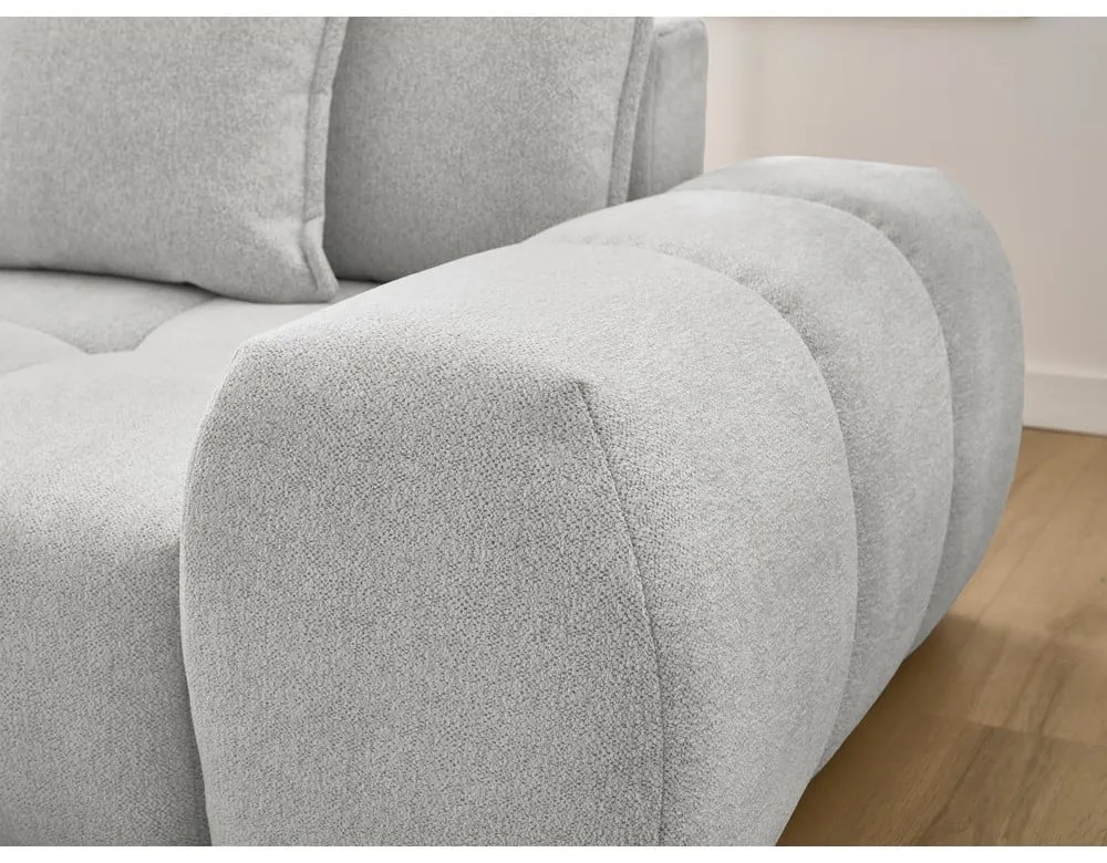 Világosszürke zsenília kinyitható-tárolóhelyes sarokkanapé (bal oldali-heverő résszel) Everest – Bobochic Paris