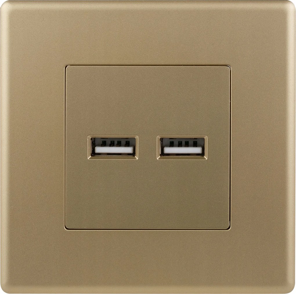 Dupla aljzat Usb töltő 2x3,1A műanyag arany Luuna