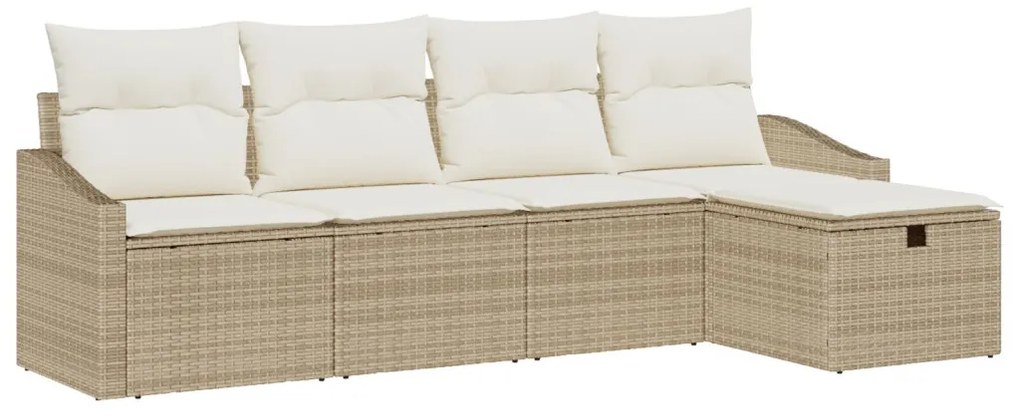 Kanapé Szett párnával tárolóval 5 pcs Bézs polirattan