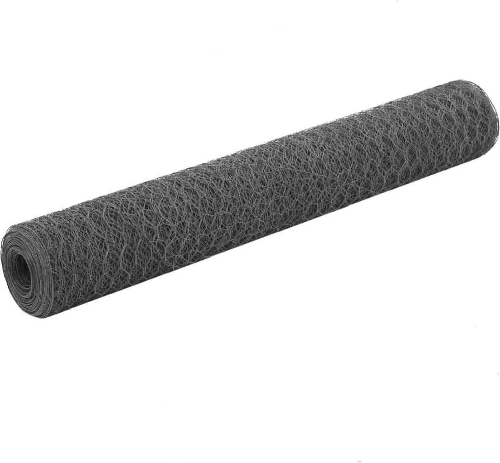 vidaXL szürke PVC-bevonatú acél csirkeháló drótkerítés 25 x 1 m