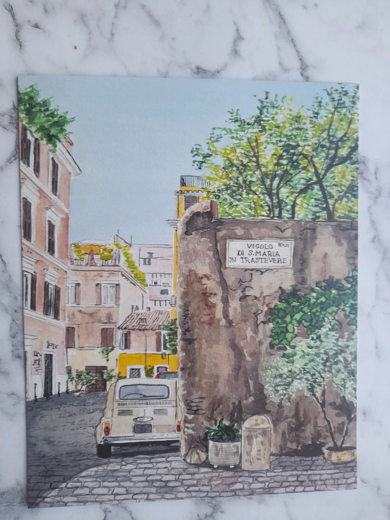 Keretező Grafika Olaszország Róma Firenze Pisa Velence 20cm x 25 cm IT10