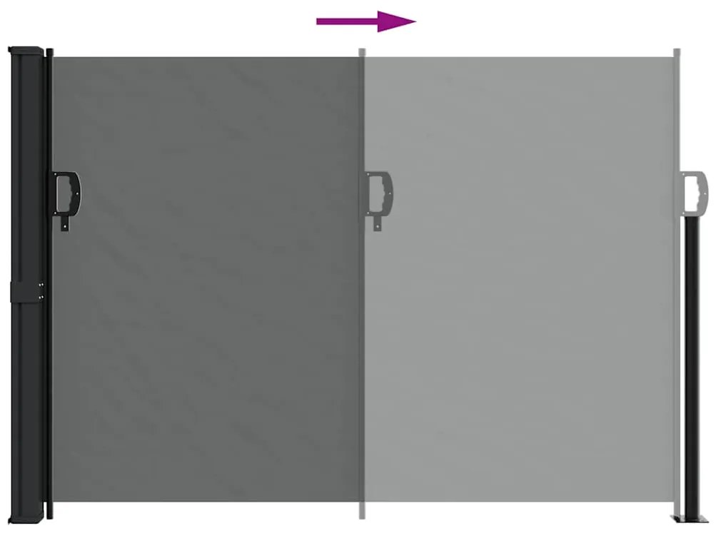 antracitszürke behúzható oldalsó napellenző 140 x 500 cm