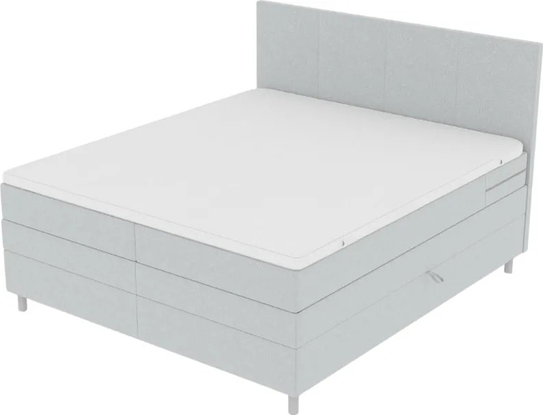 Kárpitozott boxspring ágy CARINA 160x200 cm világosszürke Matrac: Bonell rugós matrac