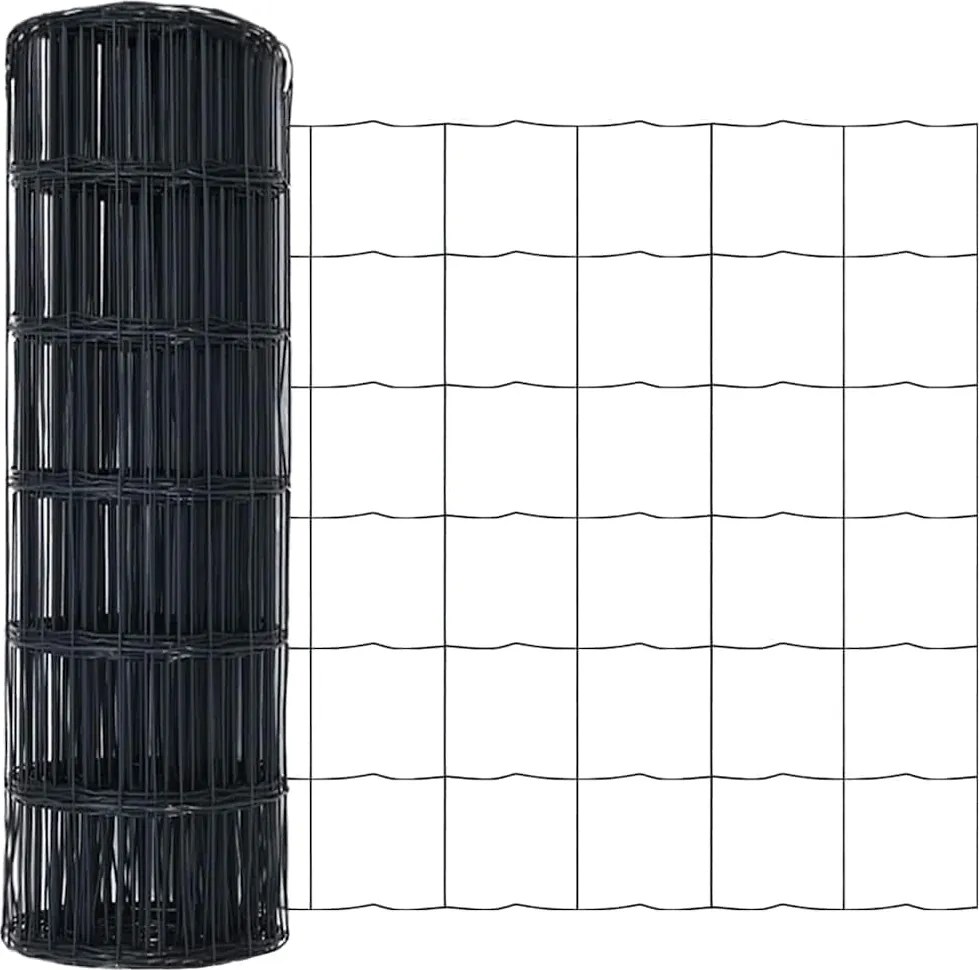 vidaXL Európai Kerítés Szürke 0,4 x 10 m PVC-bevonatú vas