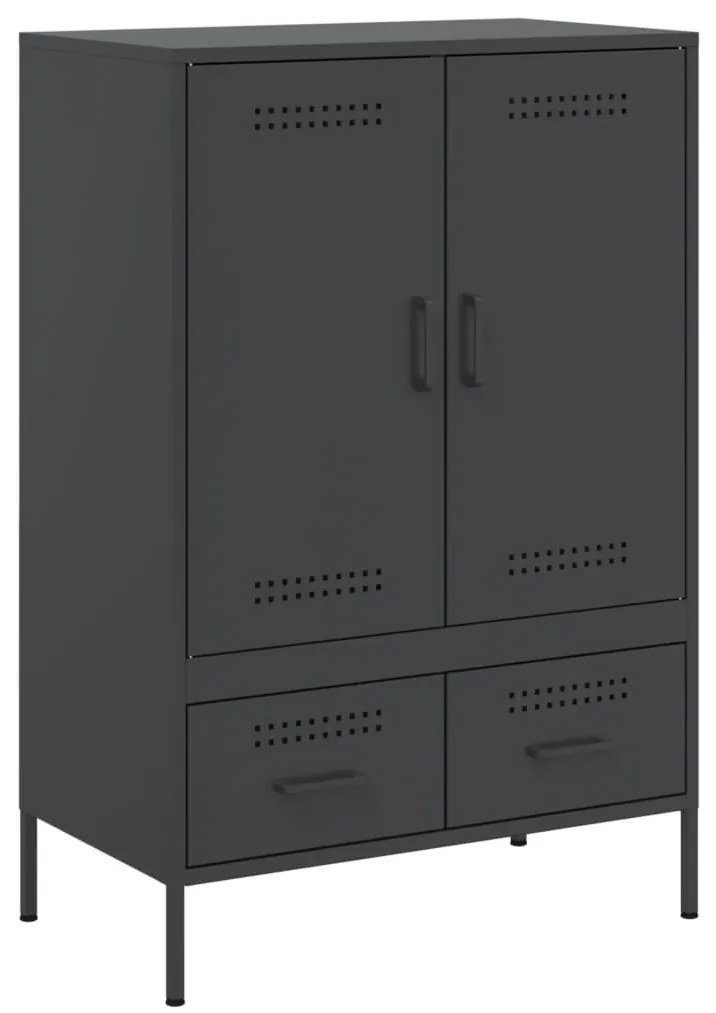 fekete acél magasszekrény 68 x 39 x 101,5 cm