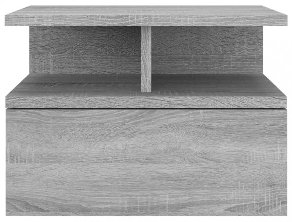 2 db szürke sonoma szerelt fa fali éjjeliszekrény 40x31x27 cm