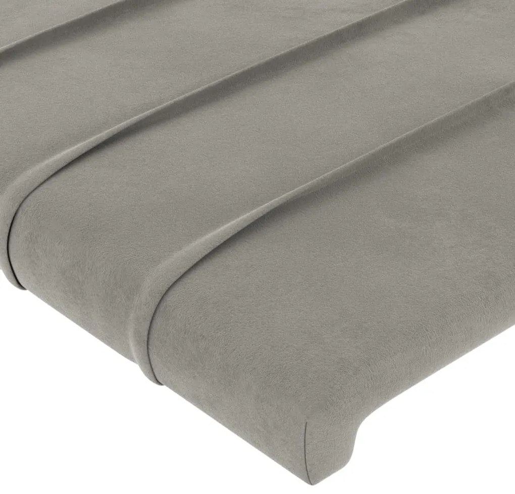 világosszürke bársony LED-es fejtámla 103x16x118/128 cm