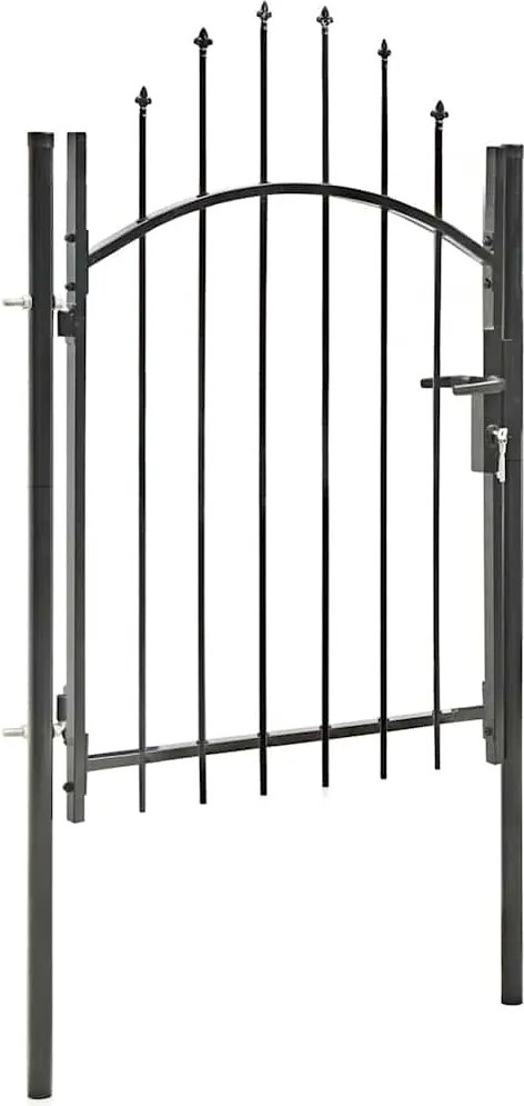 vidaXL fekete acél kertkapu 1 x 1,75 m