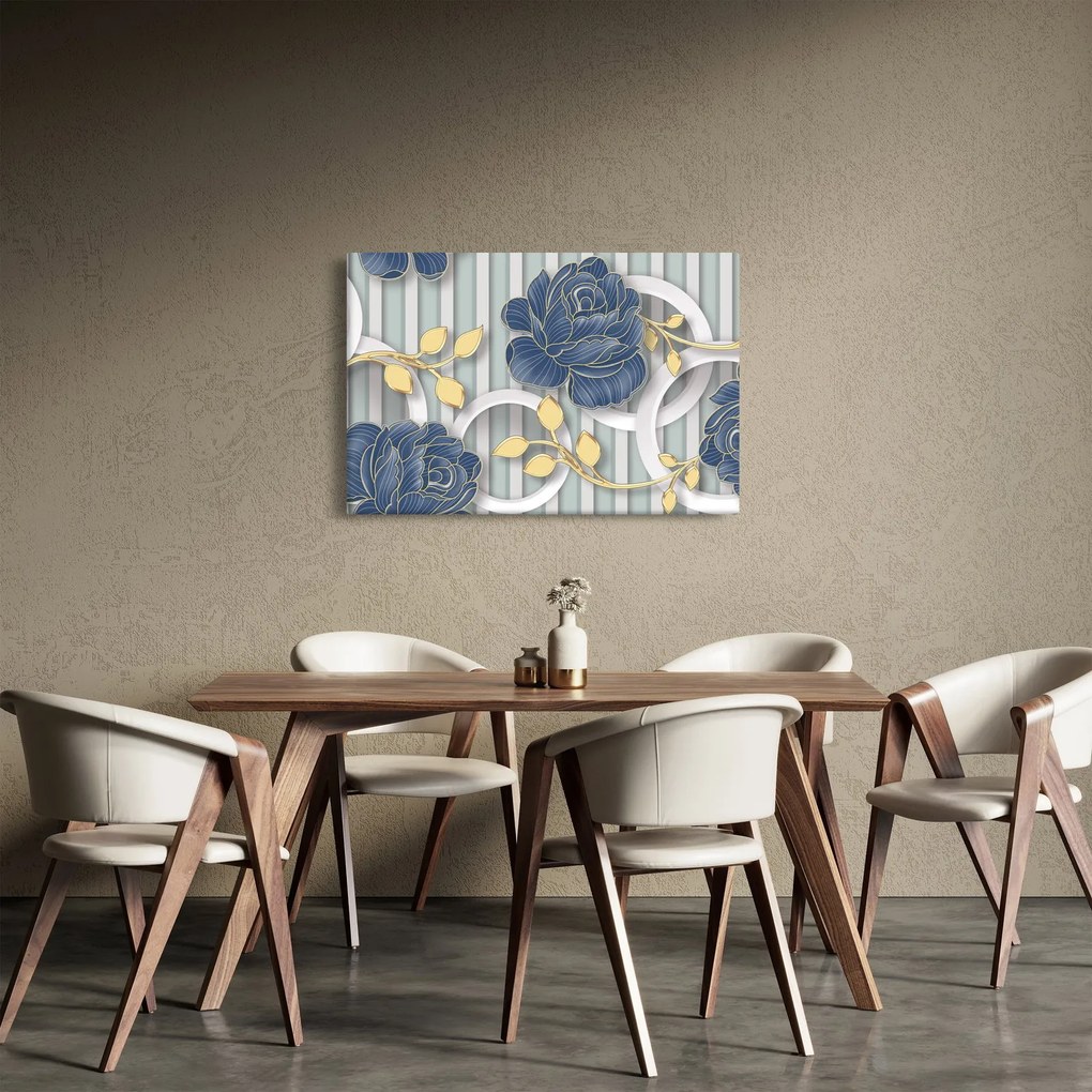 Kép - Rózsák és körök (90x60 cm)