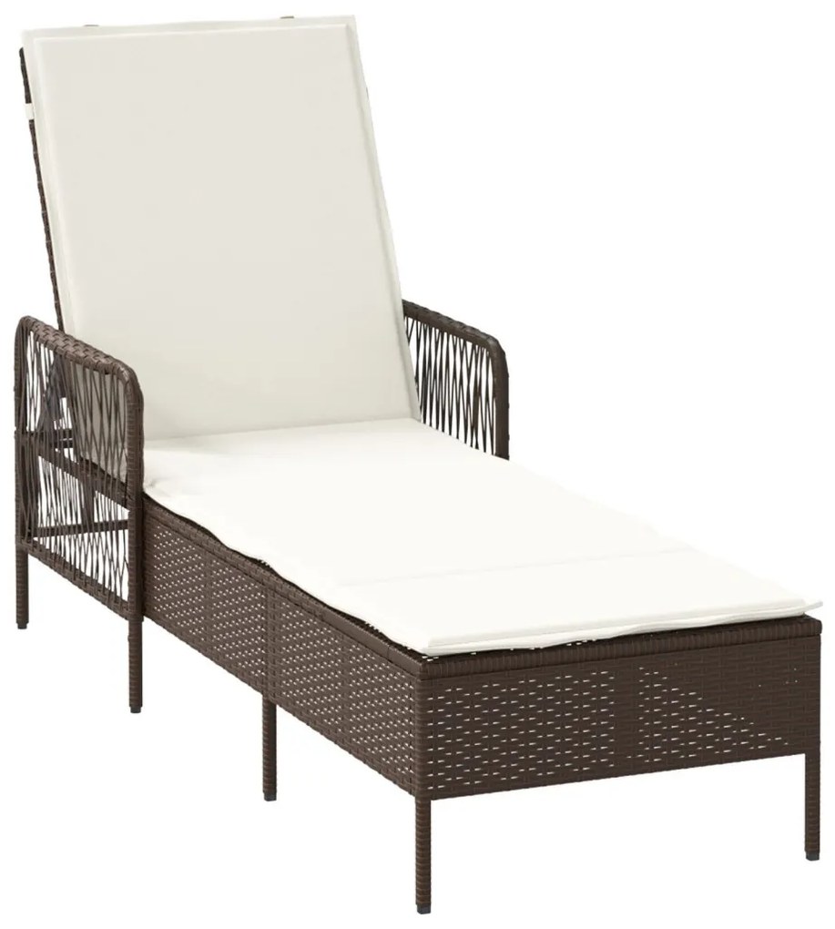 Napágy Barna és krémfehér PE Rattan 157 x 55 x 92 cm