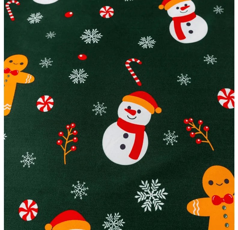 Mikroszálas flanel ágyneműhuzat SNOWMAN AND GINGERBREAD zöld Ágyneműhuzat mérete: 70 x 90 cm | 140 x 200 cm