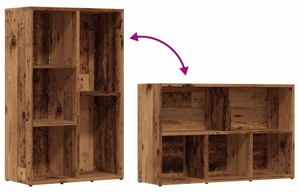 antik fa színű szerelt fa könyvszekrény 50x25x80 cm