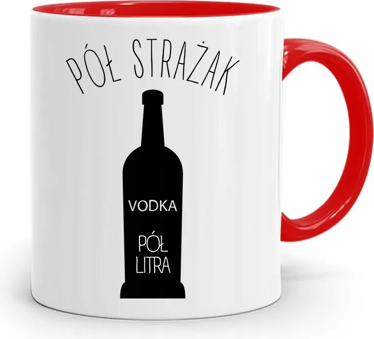 Piros Bögre Tűzoltónak Fél Liter Nyomtatott Fényképpel