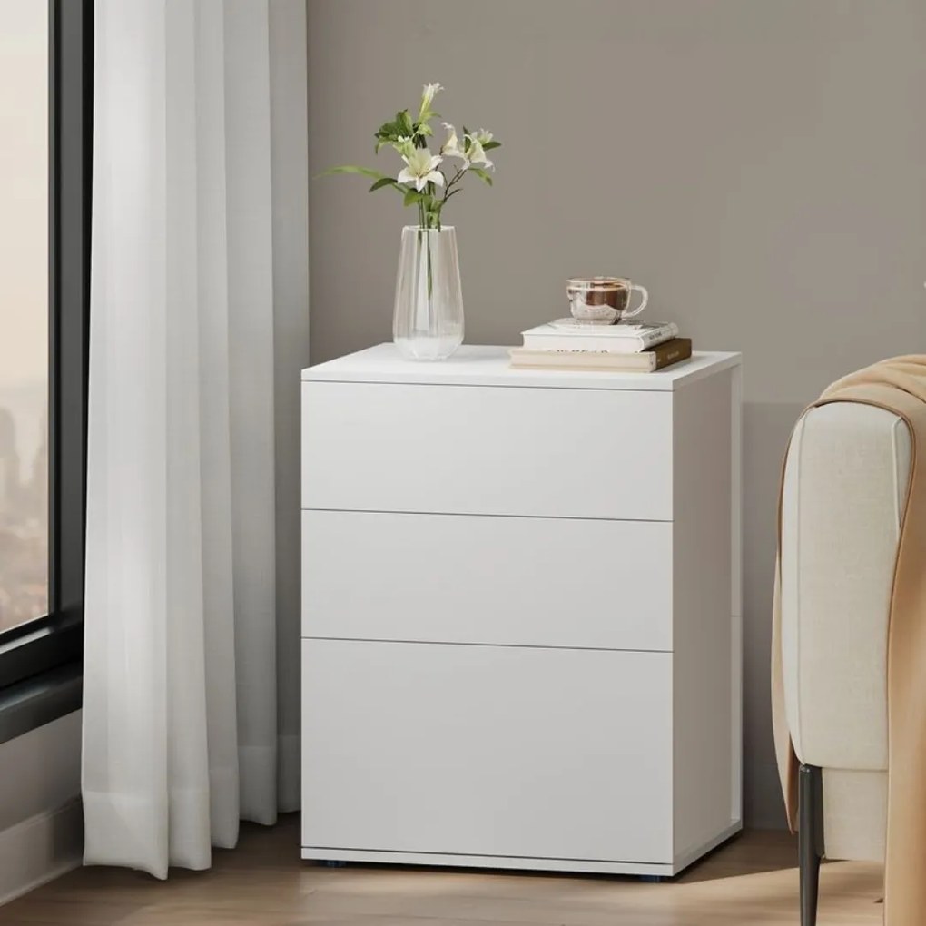 Vasagle Éjjeliszekrény RAMONA, 58x35x45 cm, matt fehér/bézs