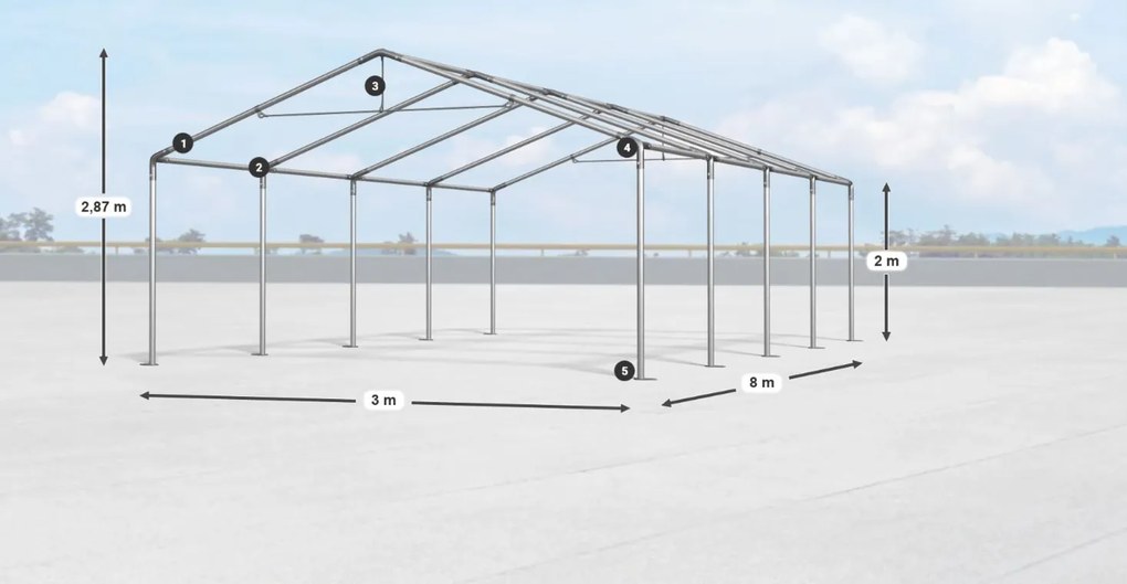 Raktárcsarnok/garázs 3x8x2m Comfort PE 240g