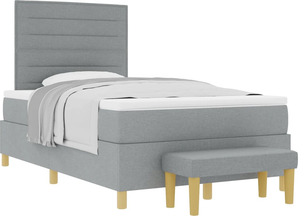vidaXL Boxrugós ágy matracmal Világosszürke 120 x 190 cm szövet
