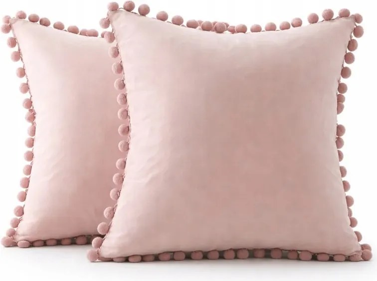 Dekoratív párnahuzat velúr 45x45 cm 2 db-os szett pomponokkal