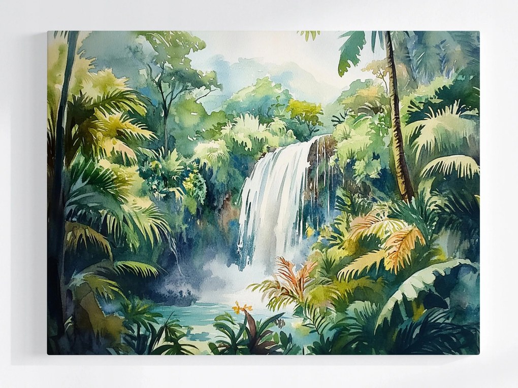 Poszter Trópusi Esőerdő Dzsungel Vízesés 80x60