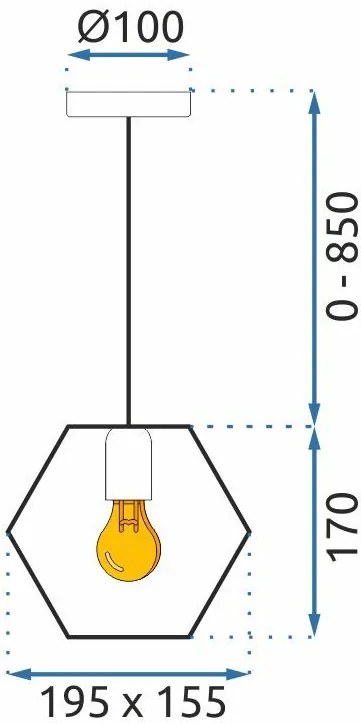 Szerszámlámpa, függőlámpa 1xE27 APP1131-1CP, fekete-arany, OSW-40003
