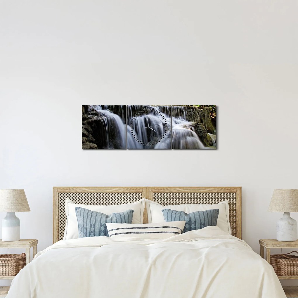 Egy kép a vízesésekről a dzsungelben (órával) (90x30 cm)