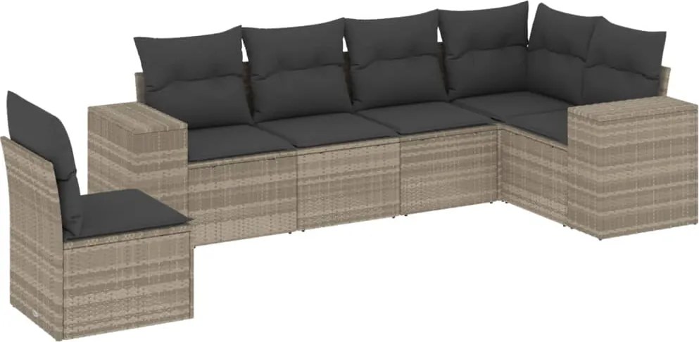 vidaXL 6 részes világosszürke polyrattan kerti ülőgarnitúra párnákkal