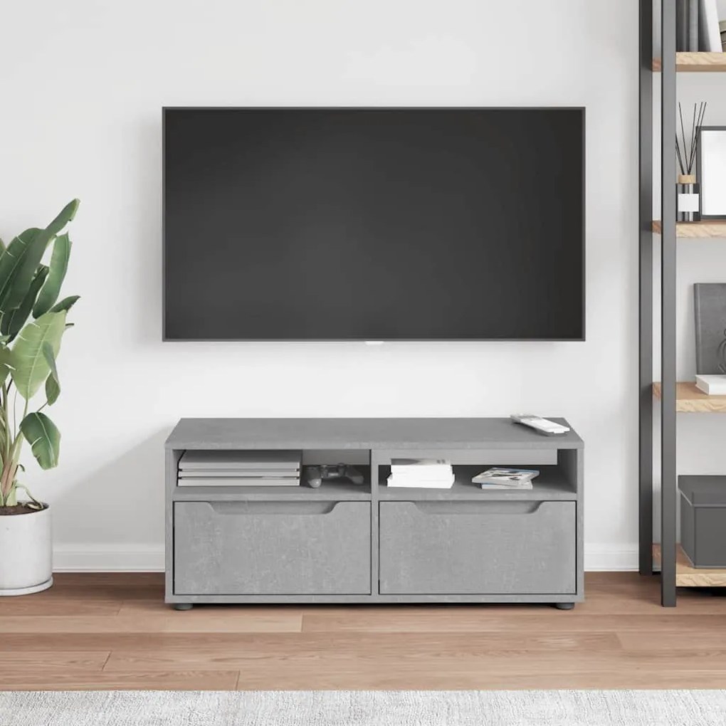 VISNES betonszürke szerelt fa TV-szekrény 100x40x38 cm