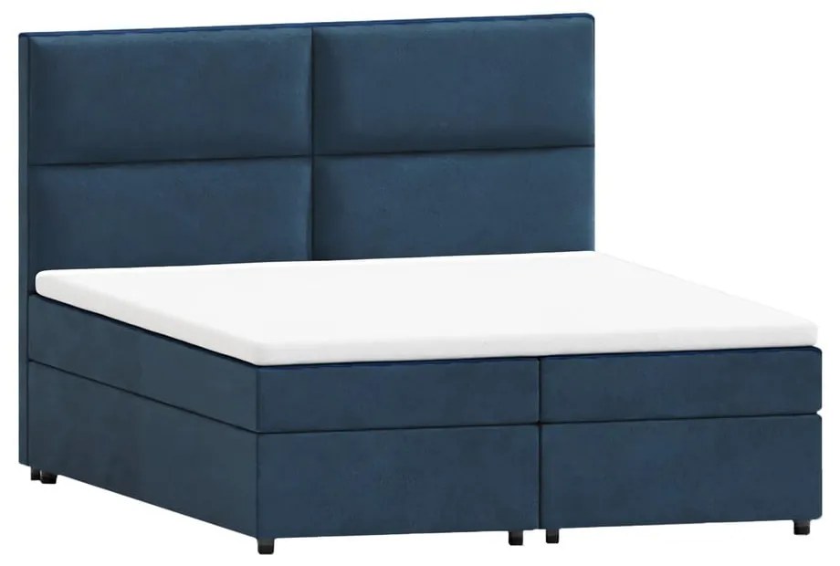 Sötétkék ágyneműtartós boxspring ágy 140x200 cm Rico – Ropez