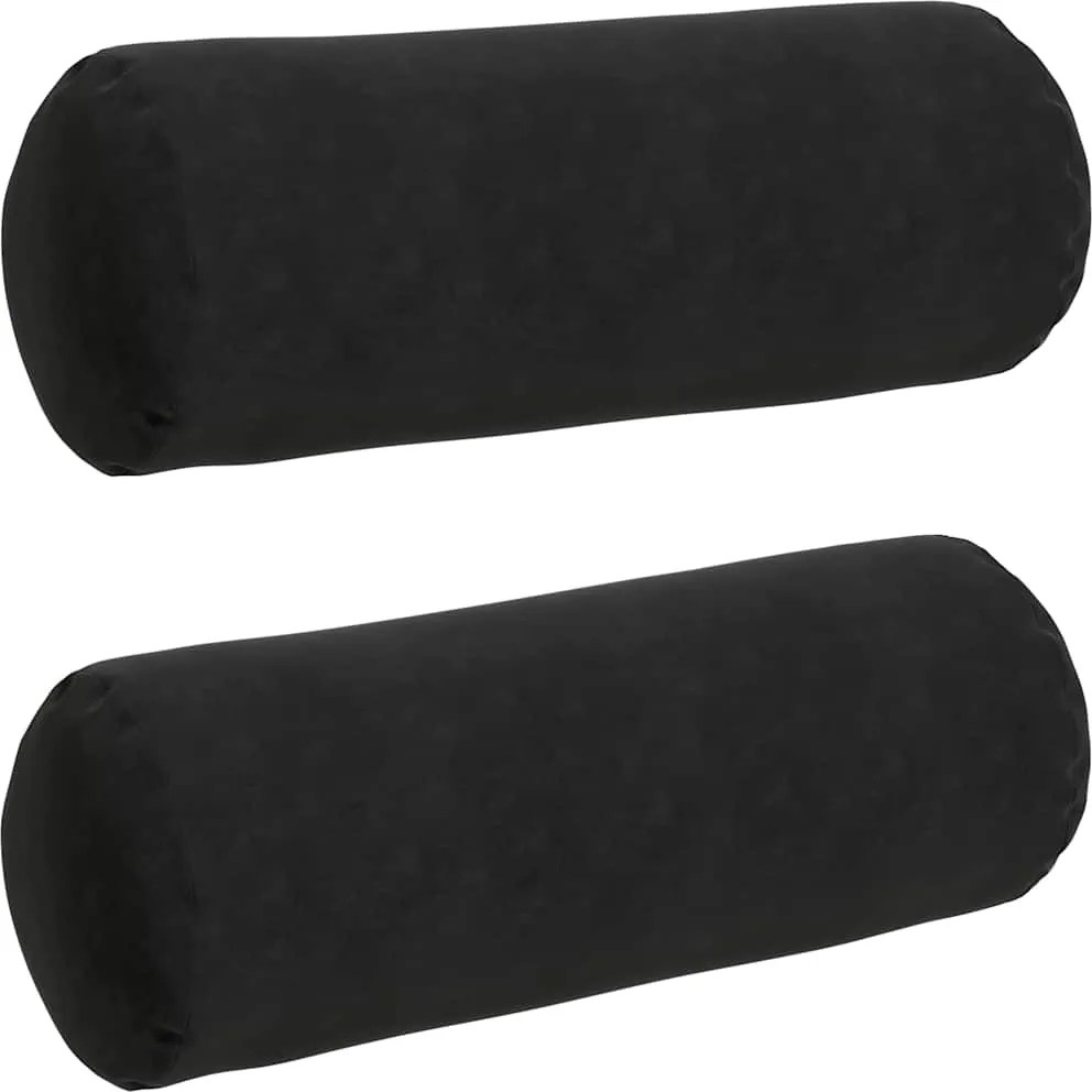 vidaXL Hengerpárnák 2 pcs Fekete Ø 25 x 70 cm Bársonyos szövet