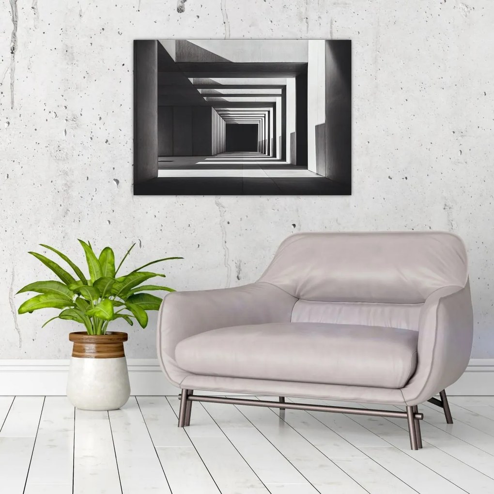 Üveg kép - Négyzet alakú alagút (70x50 cm)