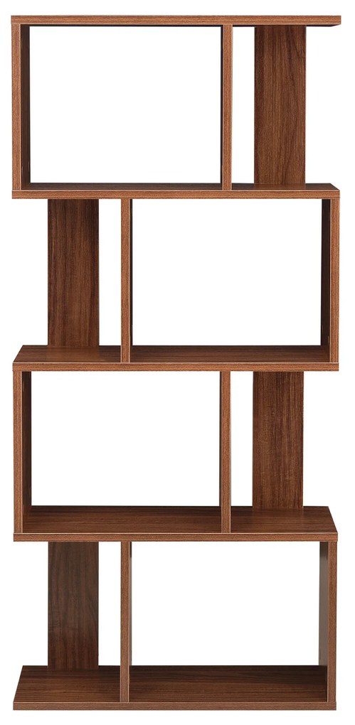 [en.casa] Könyvespolc 130 x 60 x 24 cm CD polc DVD állvány 8 tároló felülettel diófa-hatás