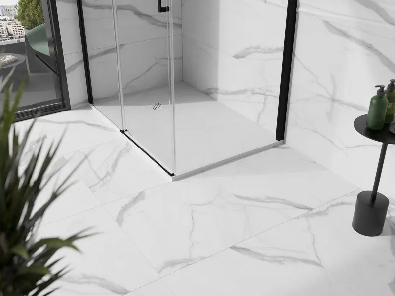 Mexen Stone+ téglalap alakú kompozit zuhanytálca 120 x 100 cm, fehér, fehér burkolat - 44101012-W