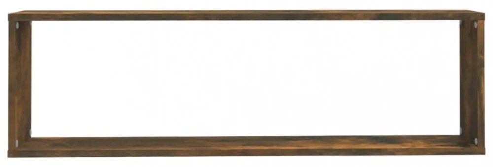 4 db füstös tölgy színű szerelt fa fali kockapolc 100x15x30 cm