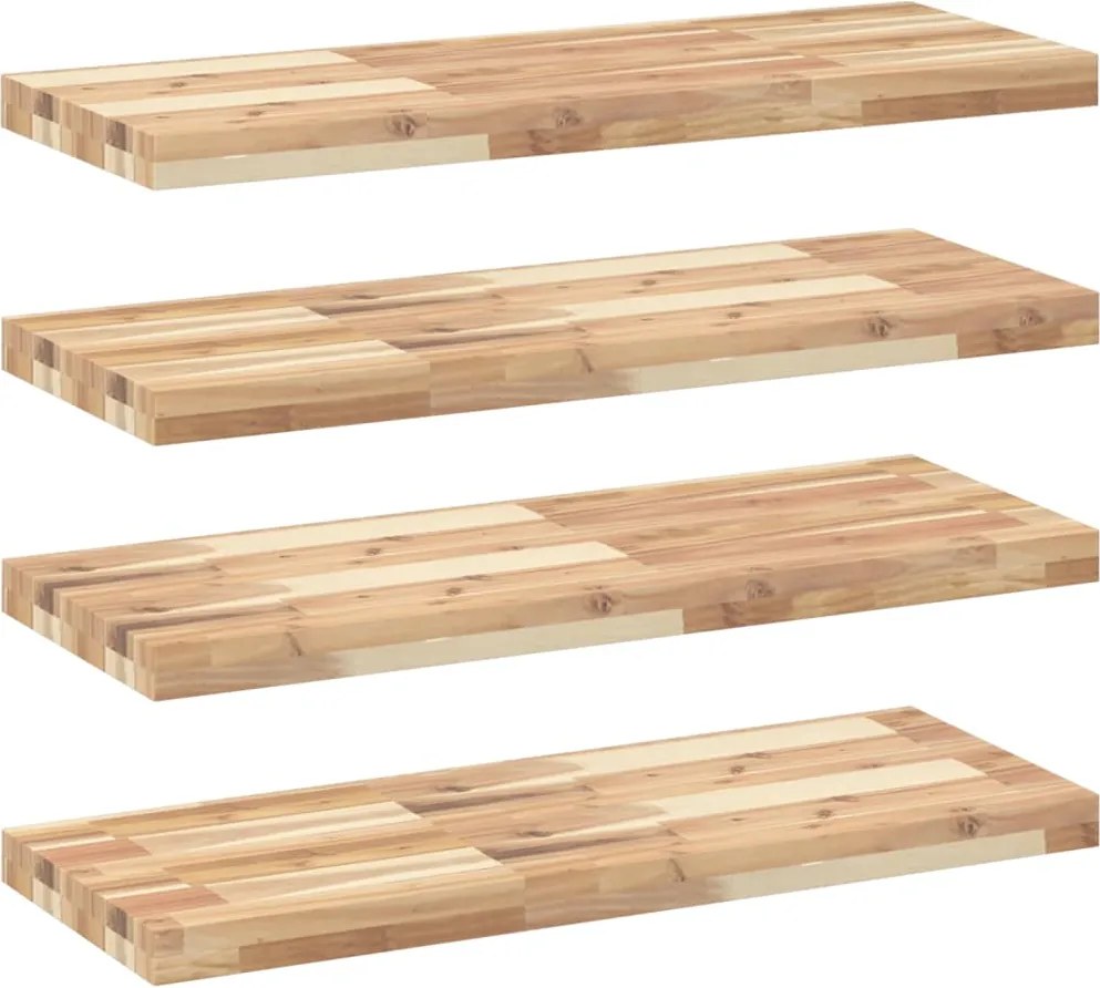 vidaXL 4 db kezeletlen tömör akácfa függőpolc 80 x 30 x 4 cm