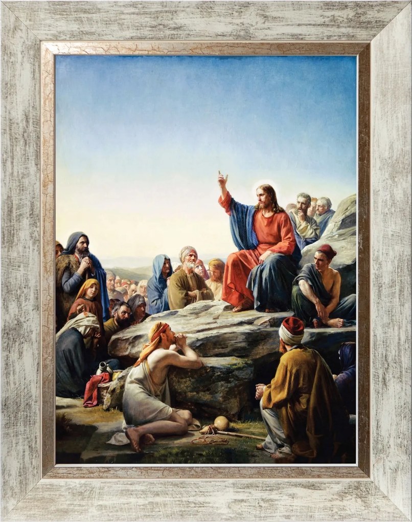 Prédikáció A Tetején Sermon Szakrális Vászonkép Fehér Keretben 30X40