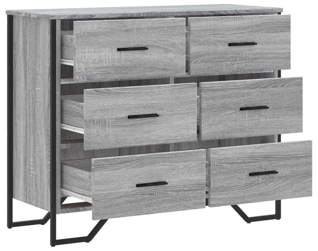 szürke sonoma színű szerelt fa komód 91 x 35,5 x 74,5 cm