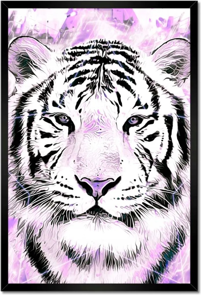 Poszter keretben 40x60 Tigris lila
