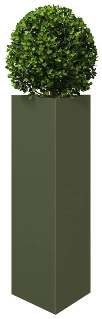 2 db olívazöld acél háromszög alakú kerti ültető 30x26x75 cm