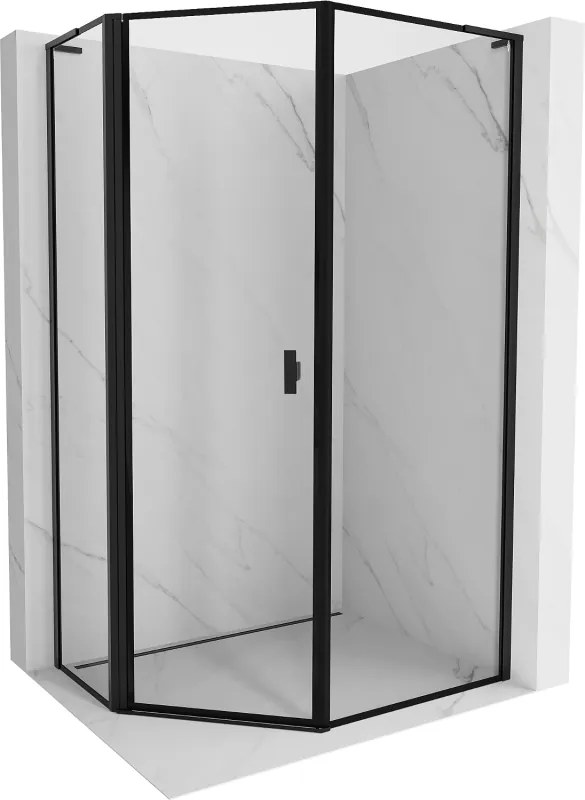 Mexen Mist L ötszögletű aszimmetrikus balra nyíló zuhanykabin 80 x 100 cm, fekete keret, fekete - 8A8L-080-100-70-70-L