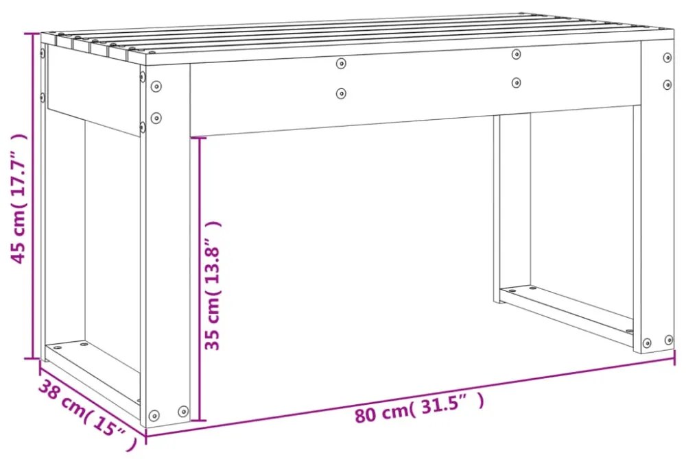tömör fenyőfa kerti pad 80 x 38 x 45 cm