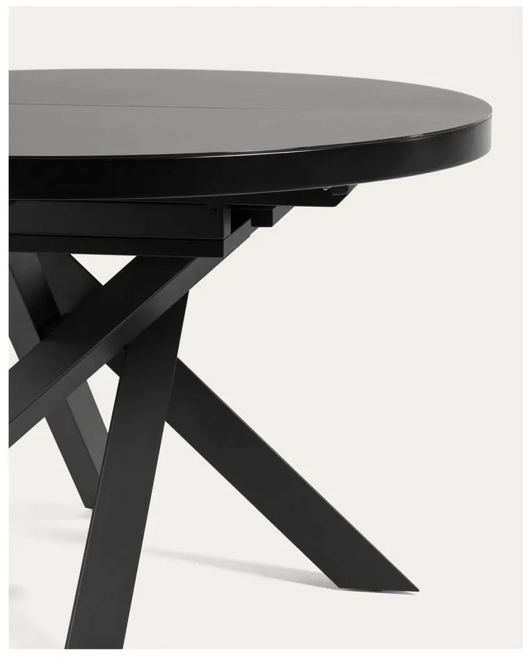 Fekete kerek bővíthető étkezőasztal üveg asztallappal ø 160 cm Vashti – Kave Home