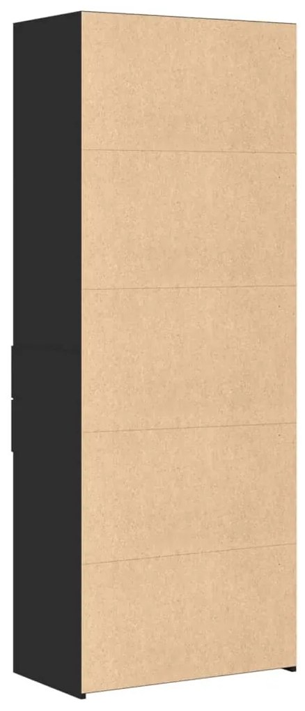 fekete szerelt fa magasszekrény 70 x 42,5 x 185 cm