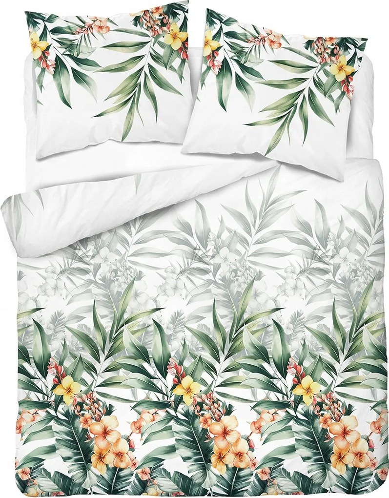 Ágynemű Garnitúra 220x200 Ágyneműhuzat Egzotikus Virágok Pálmalevelek 5470A