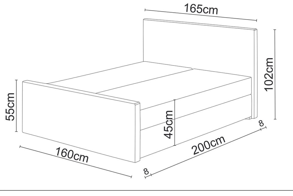 Franciaágy Boxspring 200 cm Milagros 4 (sötétbarna) (matraccal és tárolóhellyel). 1047274