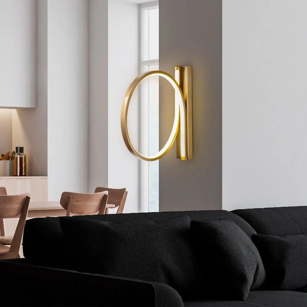 Aranyszínű LED fali lámpa ø 30 cm Halka – Opviq lights