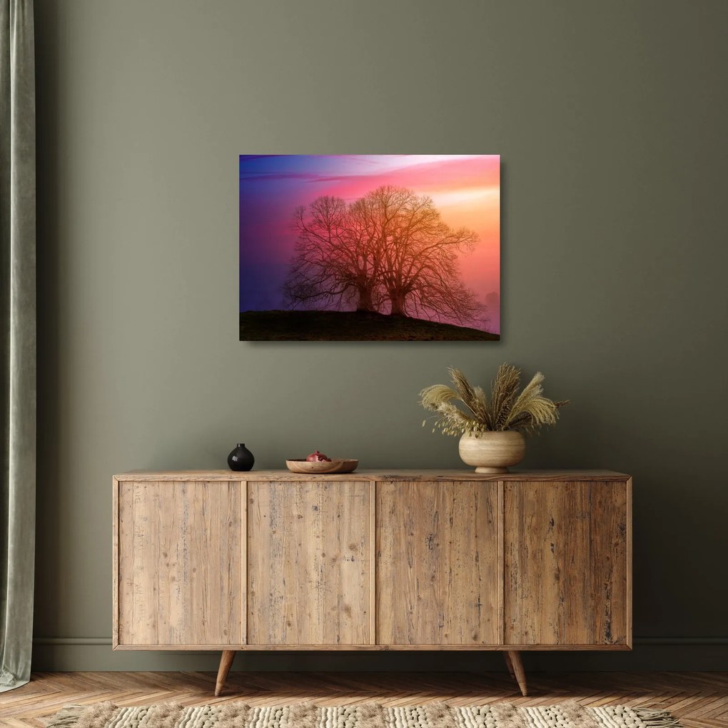 Fák a ködben (üvegen) (70x50 cm)