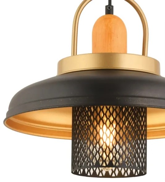 Zsinóros függőlámpa MONZA 1xE27/40W/230V, átm. 32 cm, fekete/arany