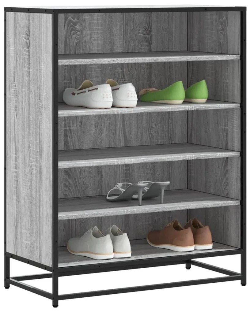 szürke sonoma szerelt fa és fém cipőszekrény 75 x 38 x 97,5 cm